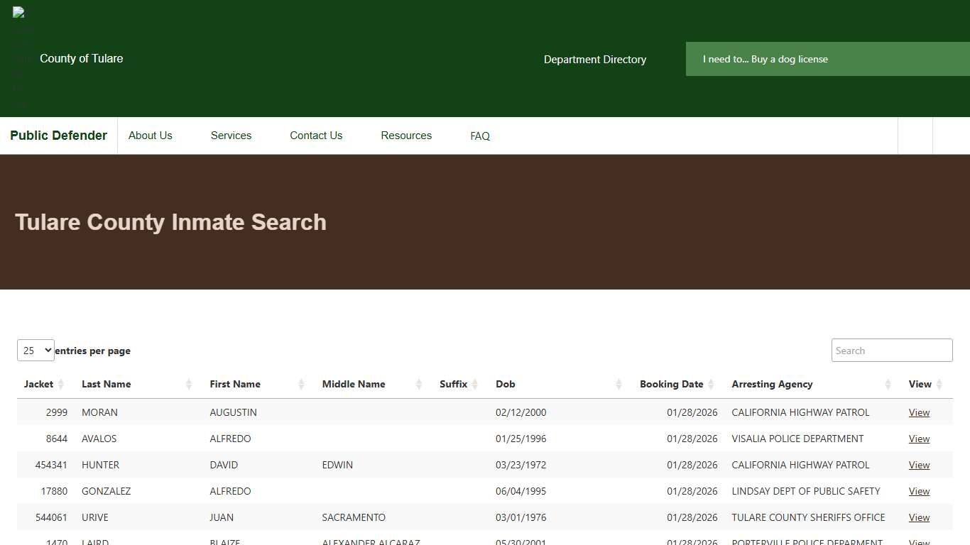 Tulare County Inmate Search Public Defender